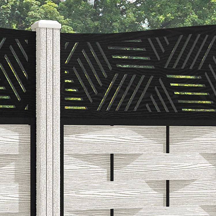 Ripple Cubed Curved Top Fence Panel - Light Stone - with our composite posts