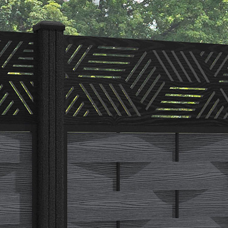Ripple Cubed Fence Panel - Dark Grey - with our composite posts