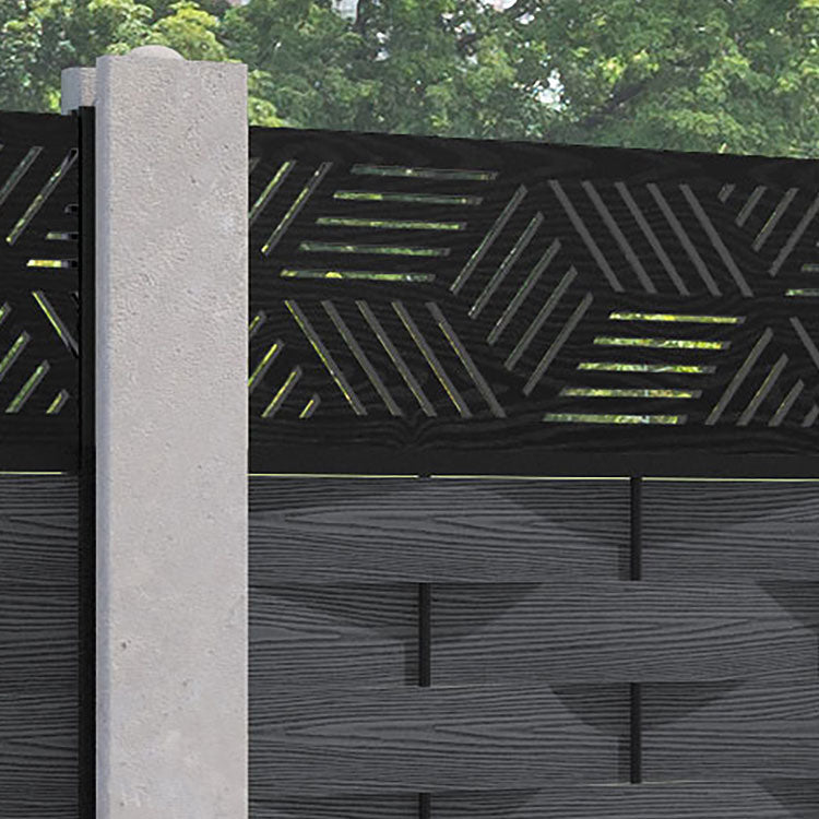 Ripple Cubed Fence Panel - Dark Grey - for existing concrete posts