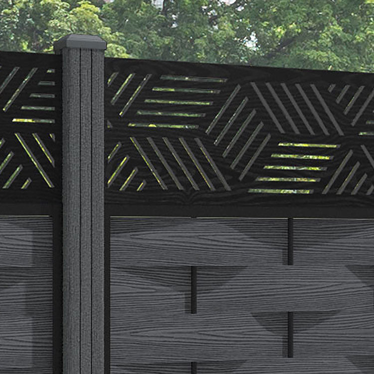 Ripple Cubed Fence Panel - Dark Grey - with our composite posts