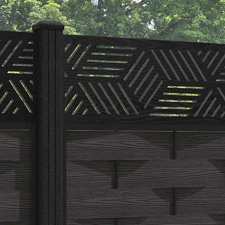 Ripple Cubed Fence Panel - Dark Oak - with our composite posts
