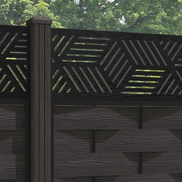 Ripple Cubed Fence Panel - Dark Oak - with our composite posts