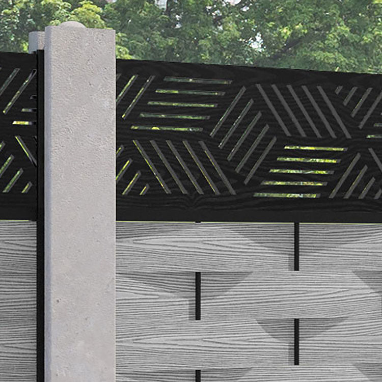 Ripple Cubed Fence Panel - Light Grey - for existing concrete posts