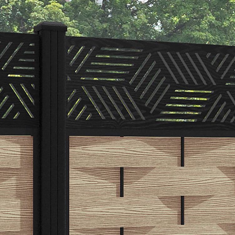 Ripple Cubed Fence Panel - Light Oak - with our aluminium posts