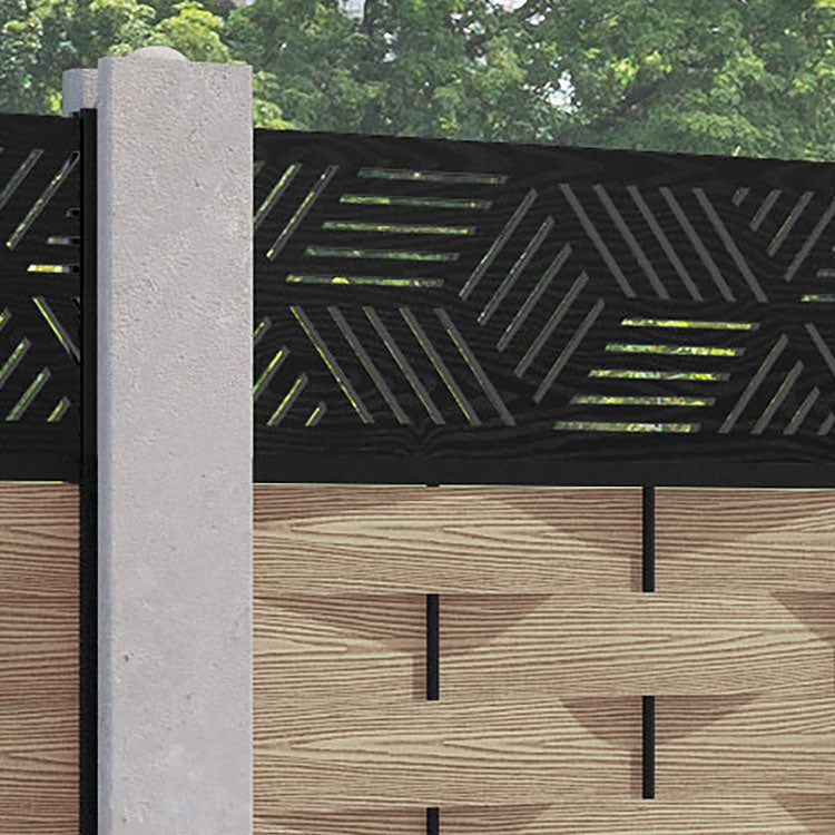 Ripple Cubed Fence Panel - Light Oak - for existing concrete posts