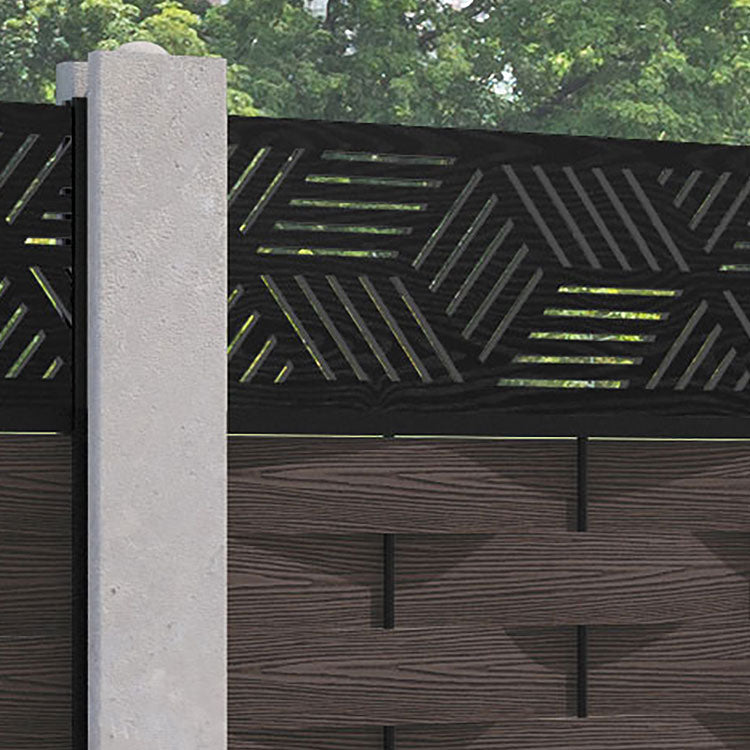 Ripple Cubed Fence Panel - Mid Brown - for existing concrete posts