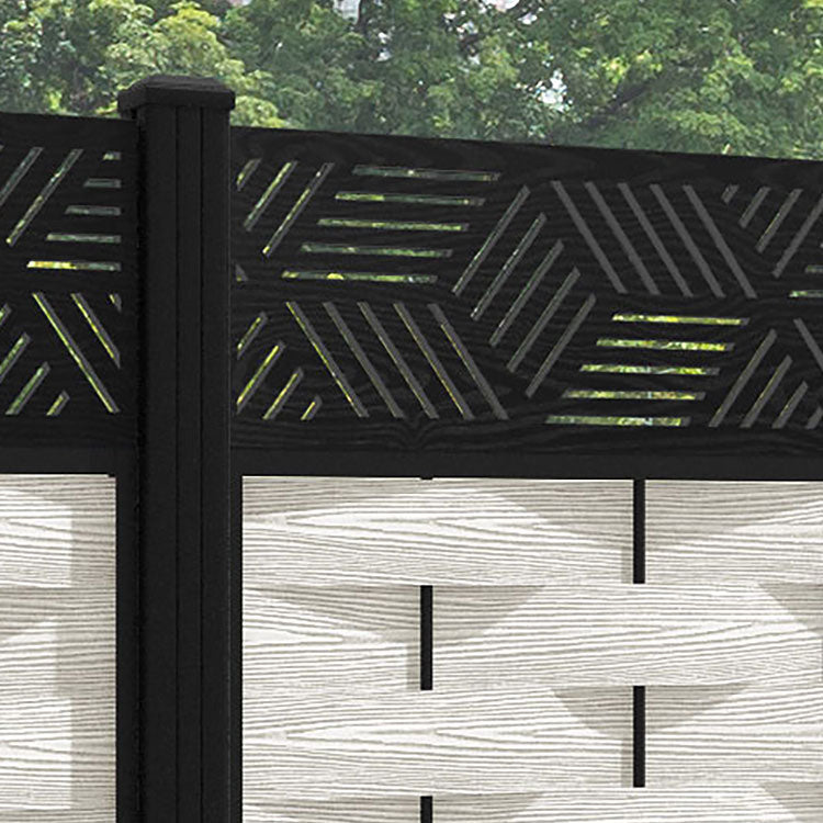 Ripple Cubed Fence Panel - Light Stone - with our aluminium posts