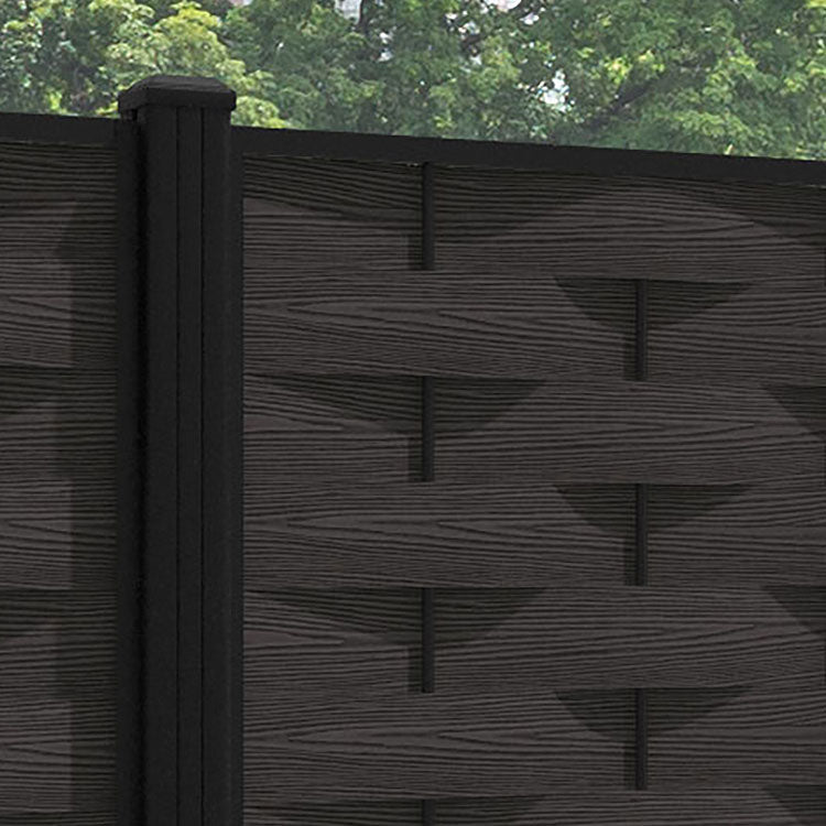 Ripple Fence Panel - Dark Oak - with our aluminium posts