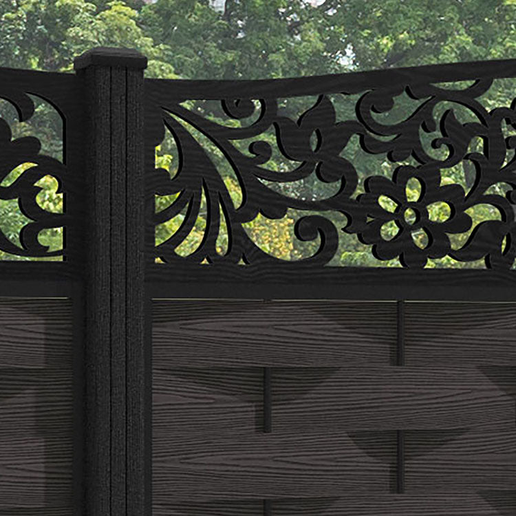 Ripple Eden Curved Top Fence Panel - Dark Oak - with our composite posts