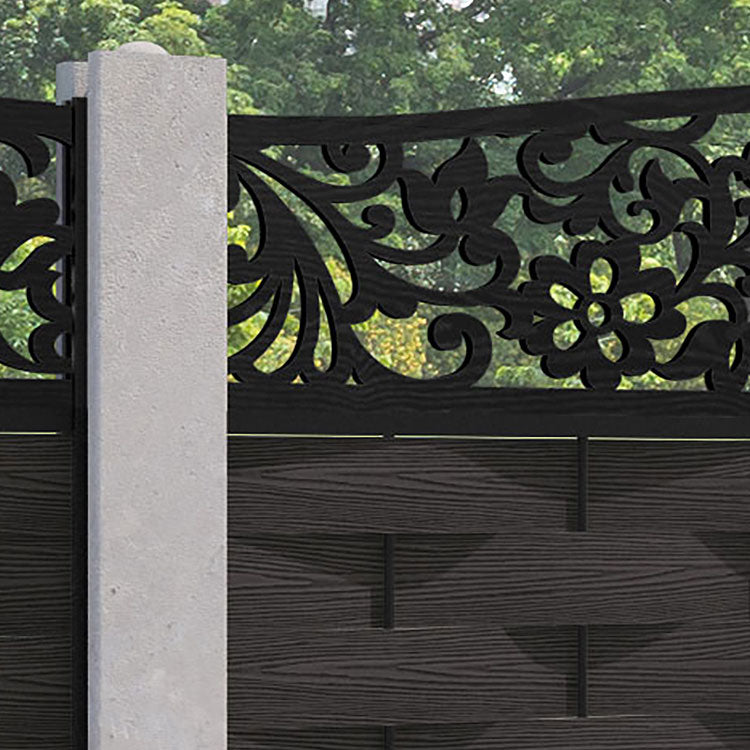Ripple Eden Curved Top Fence Panel - Dark Oak - for existing concrete posts