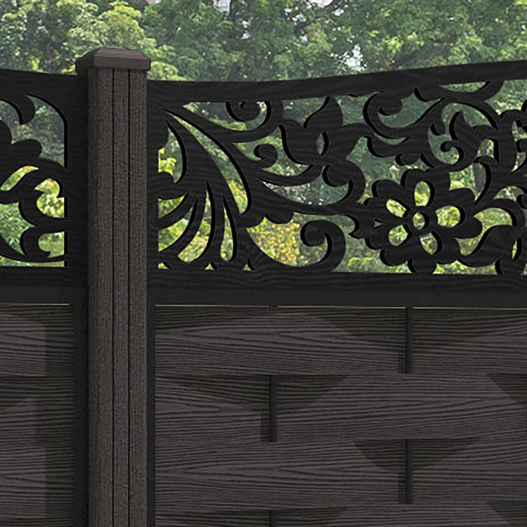 Ripple Eden Curved Top Fence Panel - Dark Oak - with our composite posts
