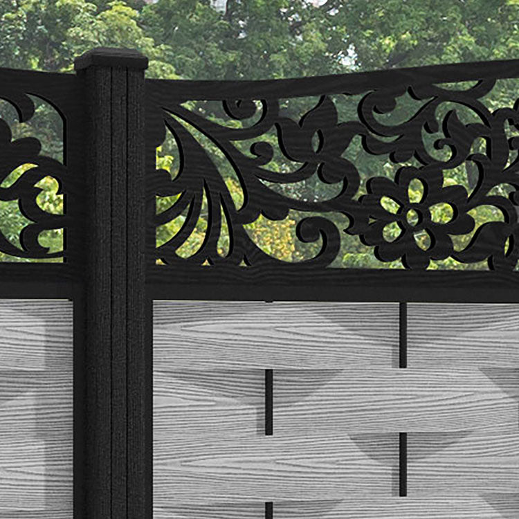 Ripple Eden Curved Top Fence Panel - Light Grey - with our composite posts