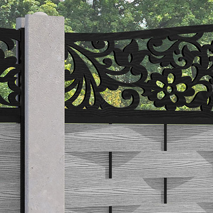 Ripple Eden Curved Top Fence Panel - Light Grey - for existing concrete posts