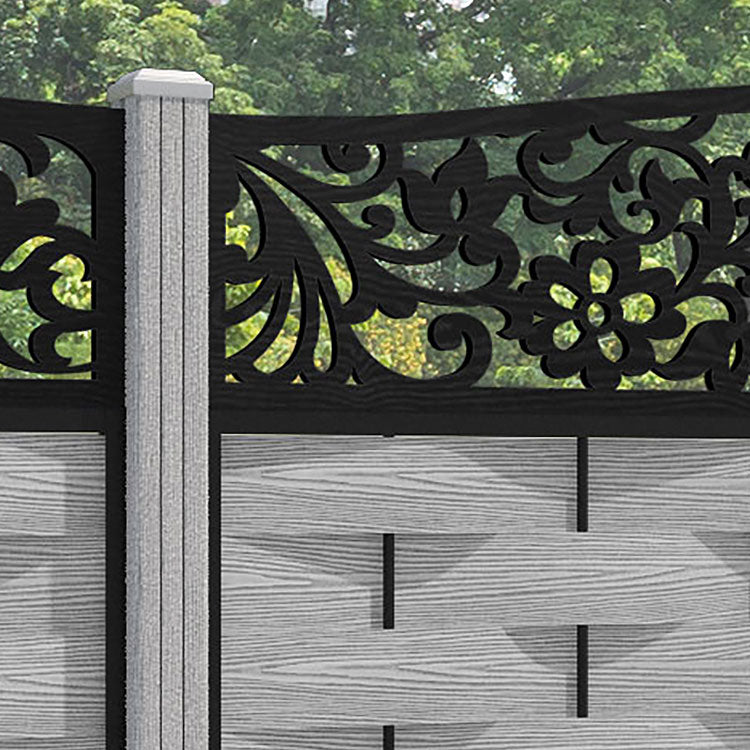Ripple Eden Curved Top Fence Panel - Light Grey - with our composite posts