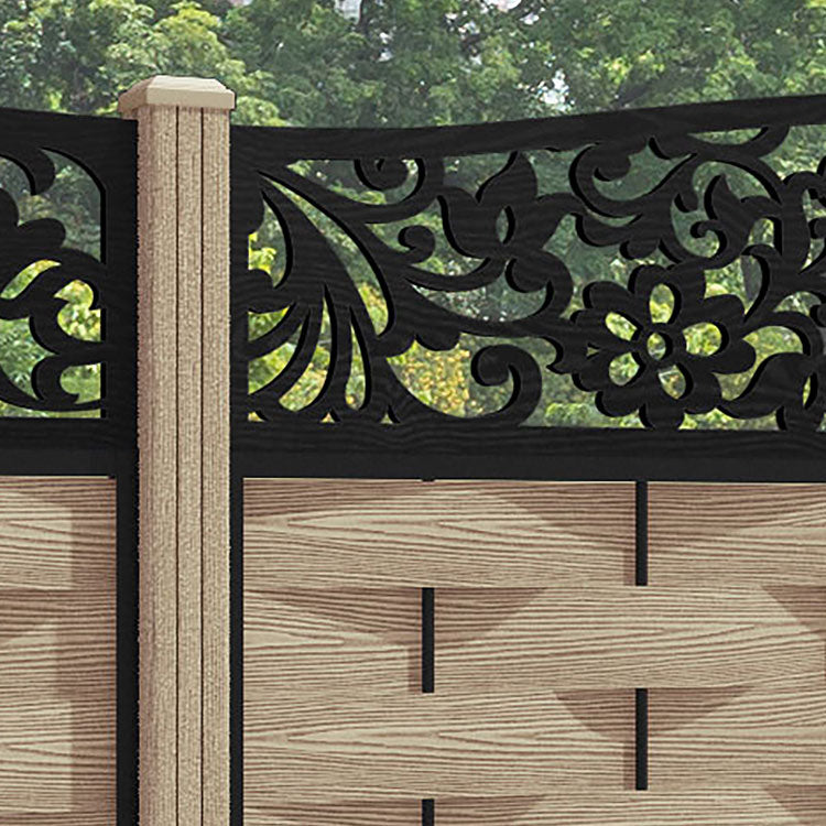 Ripple Eden Curved Top Fence Panel - Light Oak - with our composite posts