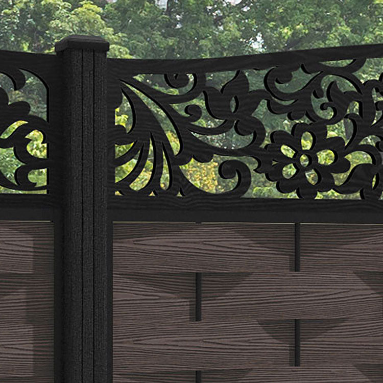 Ripple Eden Curved Top Fence Panel - Mid Brown - with our composite posts