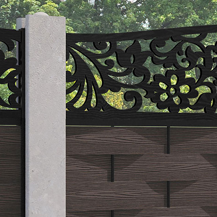 Ripple Eden Curved Top Fence Panel - Mid Brown - for existing concrete posts