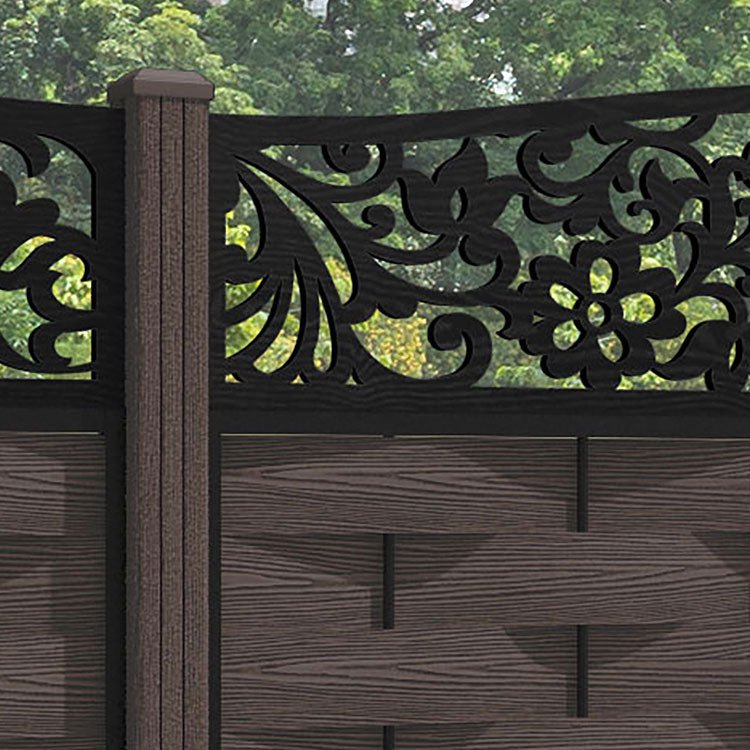 Ripple Eden Curved Top Fence Panel - Mid Brown - with our composite posts