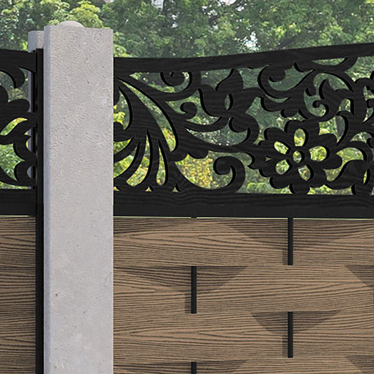 Ripple Eden Curved Top Fence Panel - Teak - for existing concrete posts