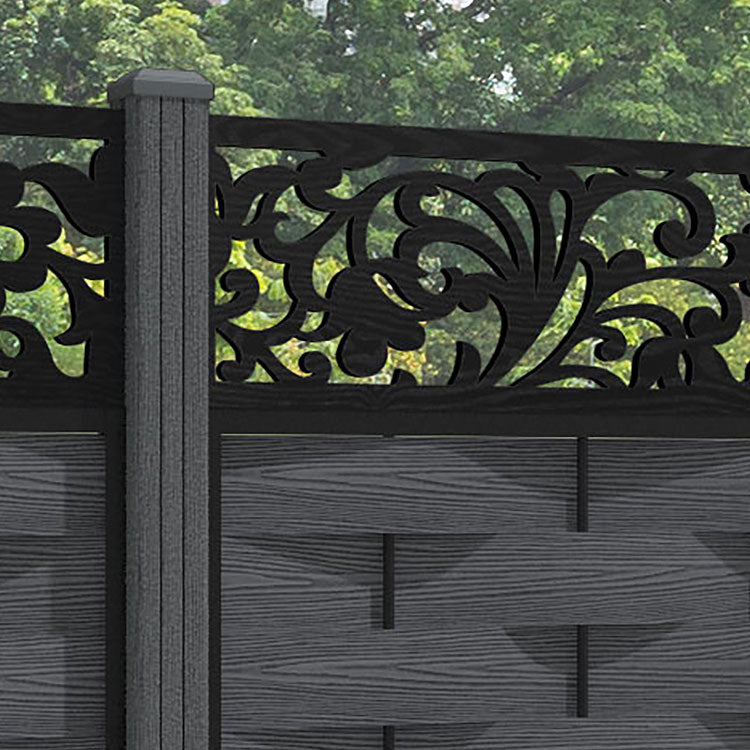Ripple Eden Fence Panel - Dark Grey - with our composite posts