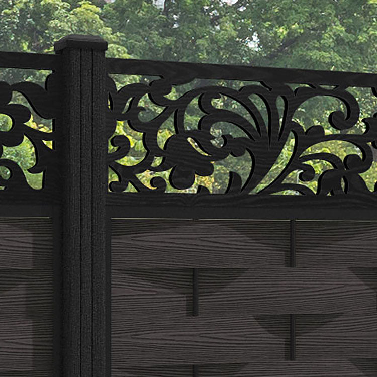 Ripple Eden Fence Panel - Dark Oak - with our composite posts