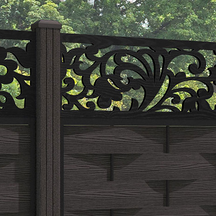 Ripple Eden Fence Panel - Dark Oak - with our composite posts