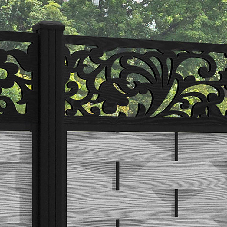 Ripple Eden Fence Panel - Light Grey - with our aluminium posts