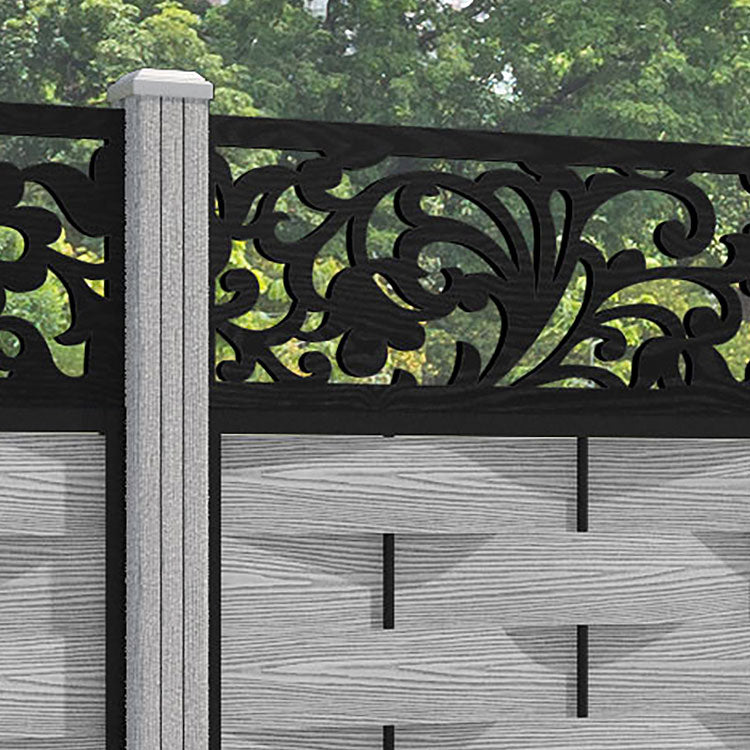Ripple Eden Fence Panel - Light Grey - with our composite posts