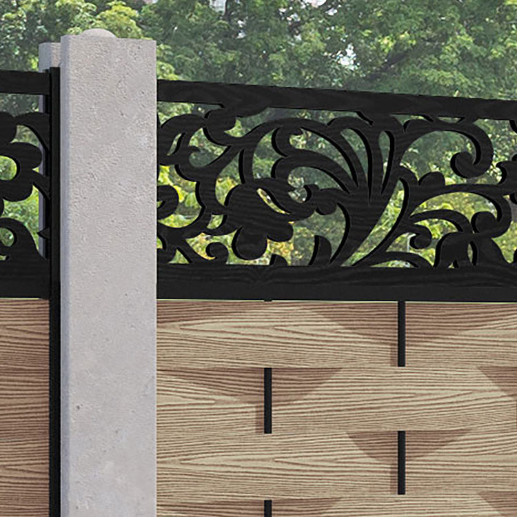 Ripple Eden Fence Panel - Light Oak - for existing concrete posts