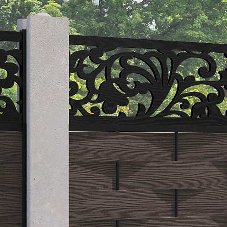 Ripple Eden Fence Panel - Mid Brown - for existing concrete posts