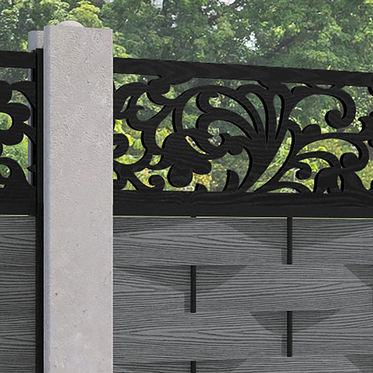 Ripple Eden Fence Panel - Mid Grey - for existing concrete posts