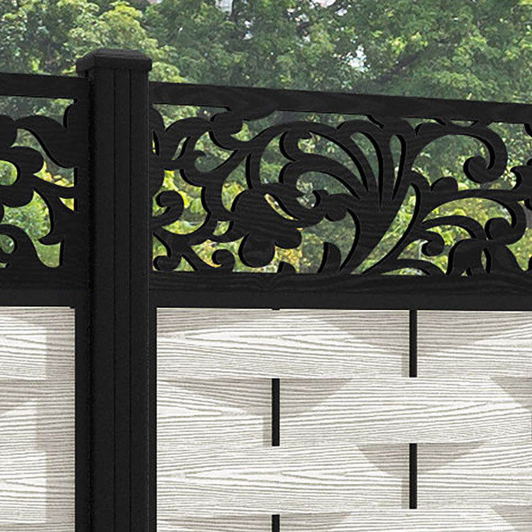 Ripple Eden Fence Panel - Light Stone - with our aluminium posts