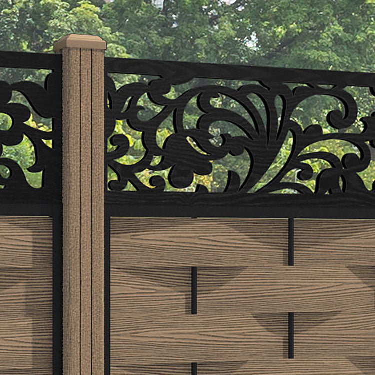Ripple Eden Fence Panel - Teak - with our composite posts