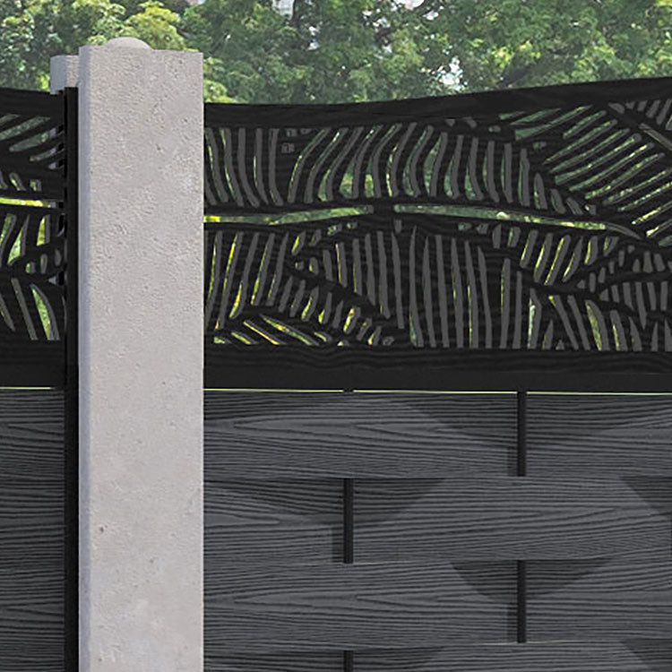 Ripple Feather Curved Top Fence Panel - Dark Grey - for existing concrete posts