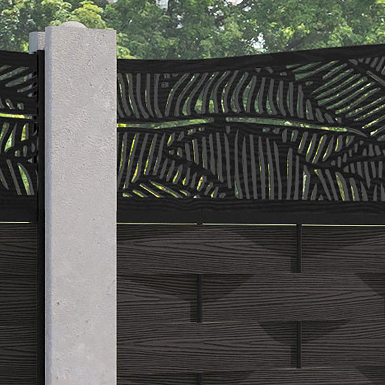 Ripple Feather Curved Top Fence Panel - Dark Oak - for existing concrete posts