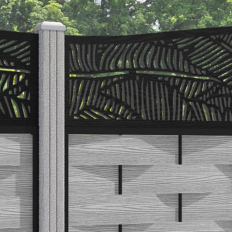Ripple Feather Curved Top Fence Panel - Light Grey - with our composite posts