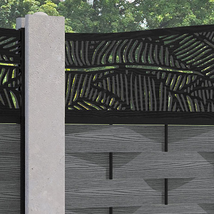 Ripple Feather Curved Top Fence Panel - Mid Grey - for existing concrete posts