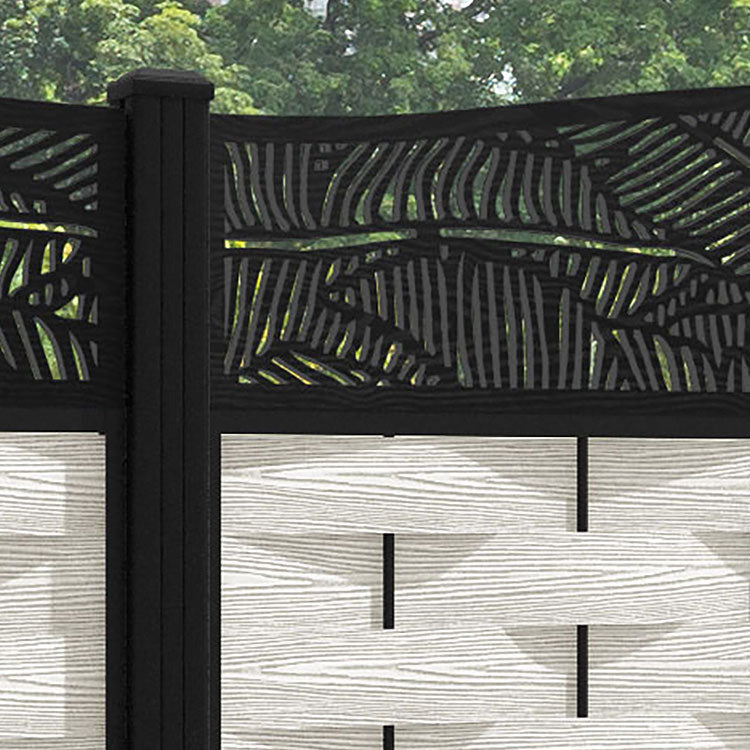 Ripple Feather Curved Top Fence Panel - Light Stone - with our aluminium posts