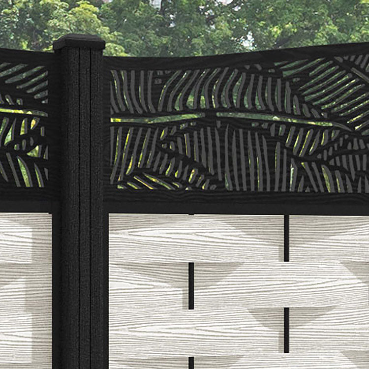 Ripple Feather Curved Top Fence Panel - Light Stone - with our composite posts