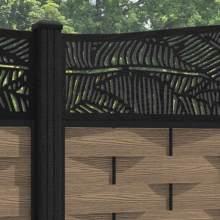 Ripple Feather Curved Top Fence Panel - Teak - with our composite posts