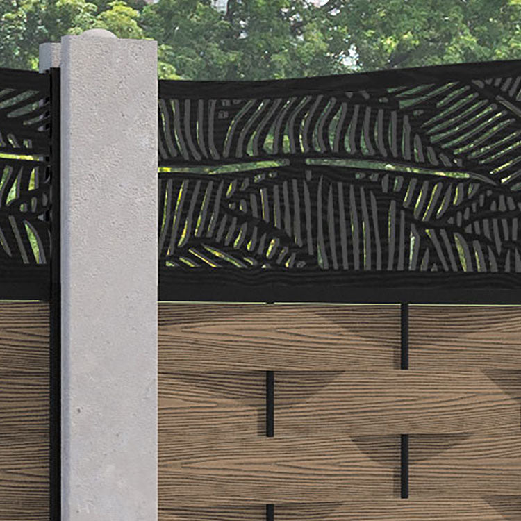 Ripple Feather Curved Top Fence Panel - Teak - for existing concrete posts