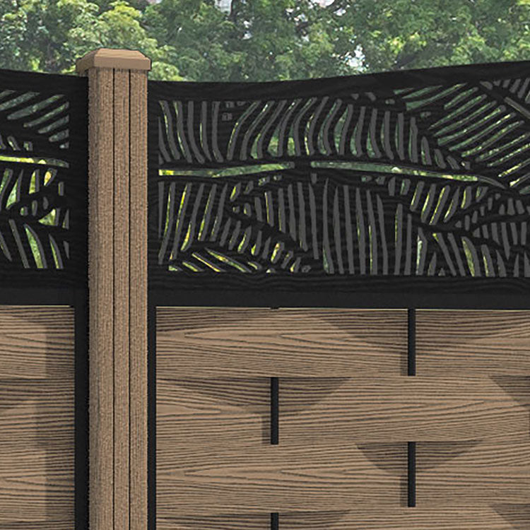 Ripple Feather Curved Top Fence Panel - Teak - with our composite posts
