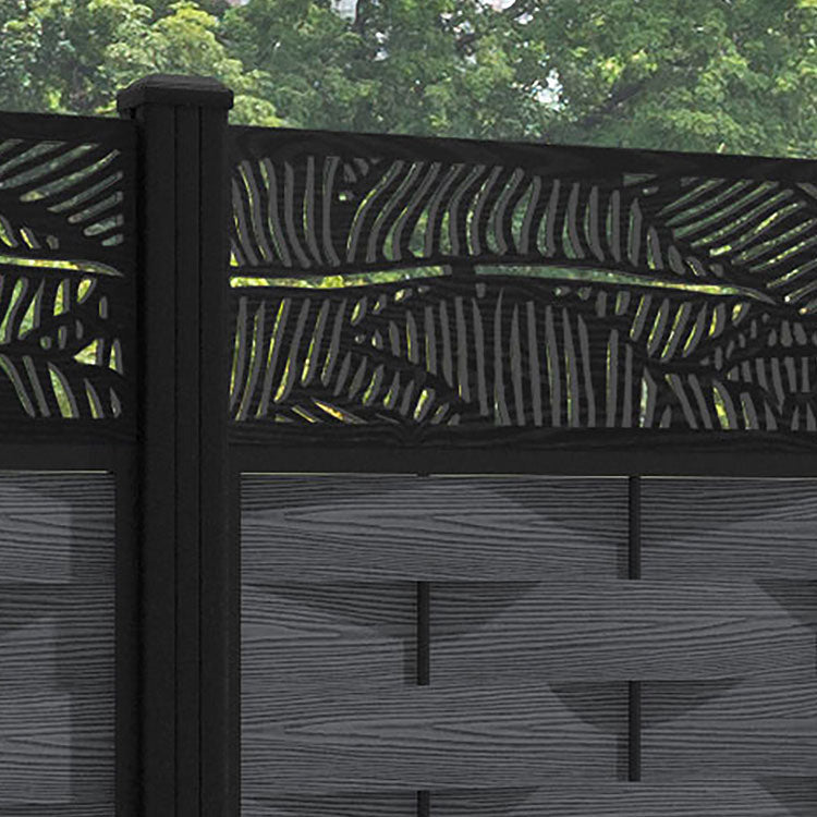 Ripple Feather Fence Panel - Dark Grey - with our aluminium posts
