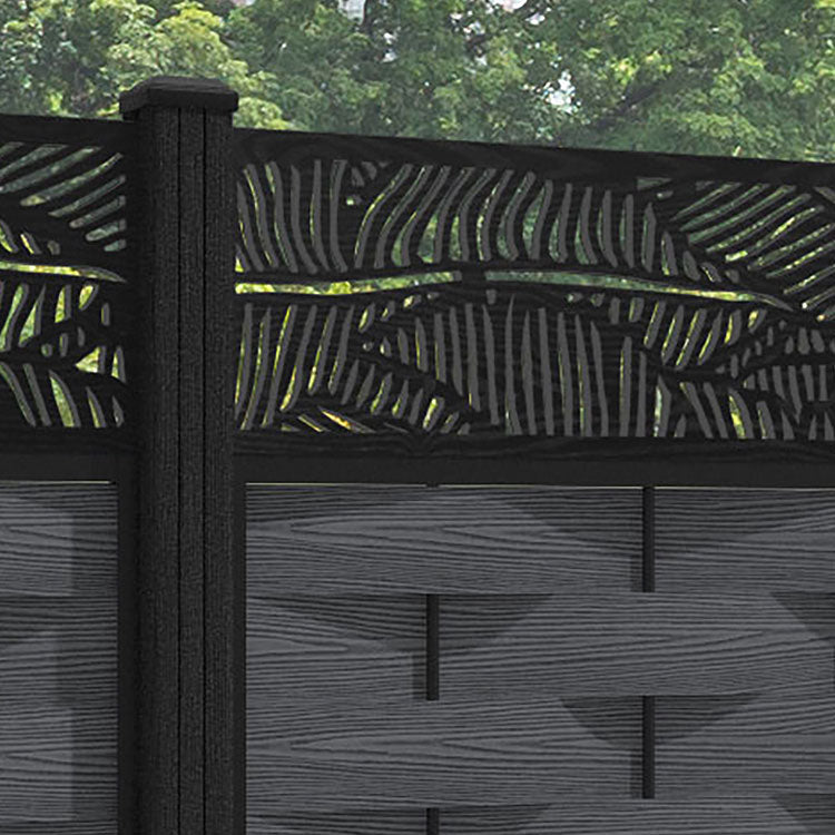 Ripple Feather Fence Panel - Dark Grey - with our composite posts