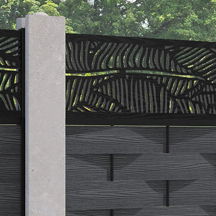 Ripple Feather Fence Panel - Dark Grey - for existing concrete posts