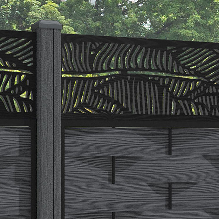 Ripple Feather Fence Panel - Dark Grey - with our composite posts