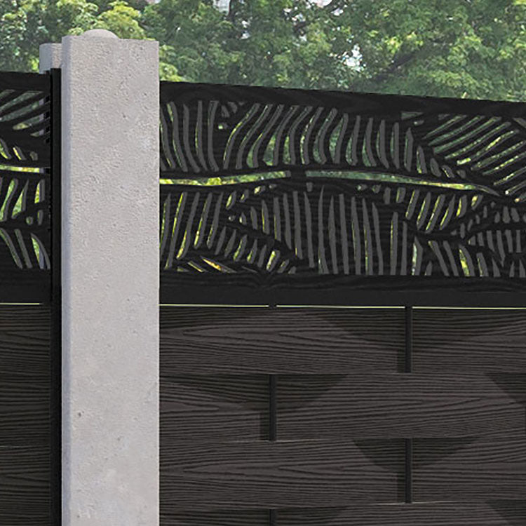 Ripple Feather Fence Panel - Dark Oak - for existing concrete posts