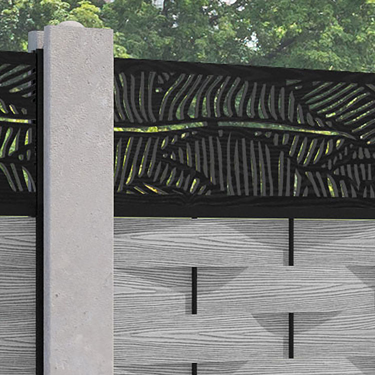 Ripple Feather Fence Panel - Light Grey - for existing concrete posts