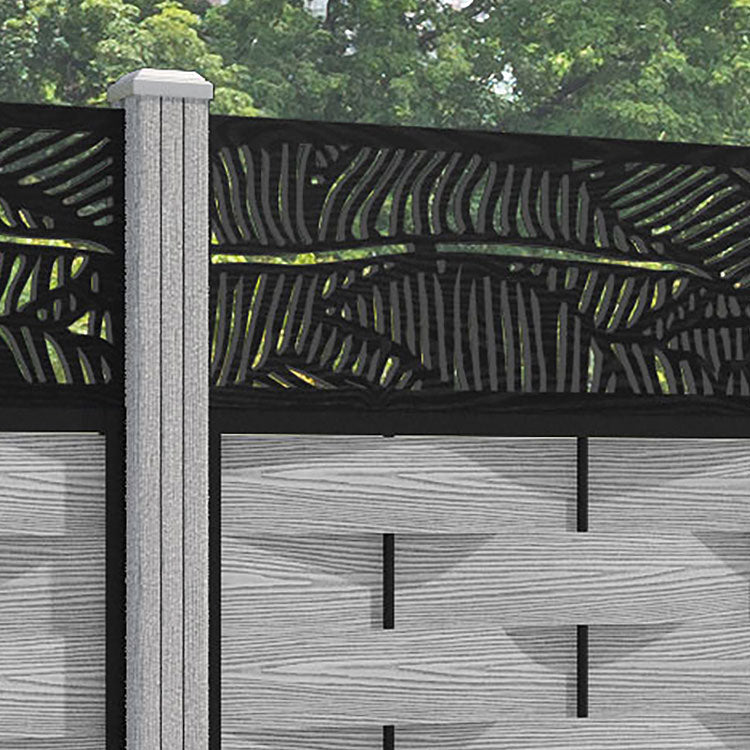 Ripple Feather Fence Panel - Light Grey - with our composite posts