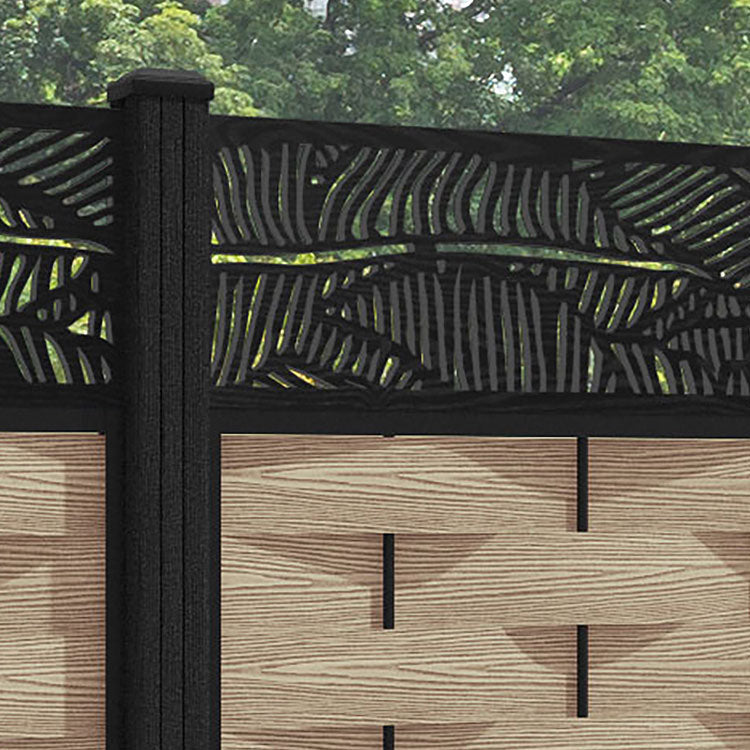 Ripple Feather Fence Panel - Light Oak - with our composite posts